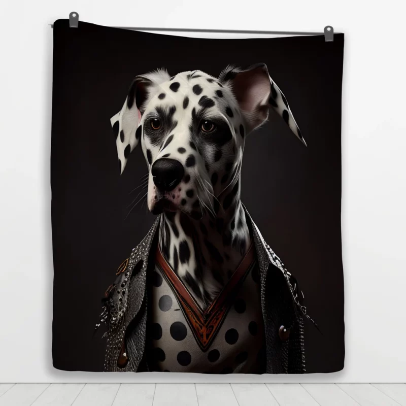 Punk Rock Dalmatian Puppy Quilt Blanket 1
