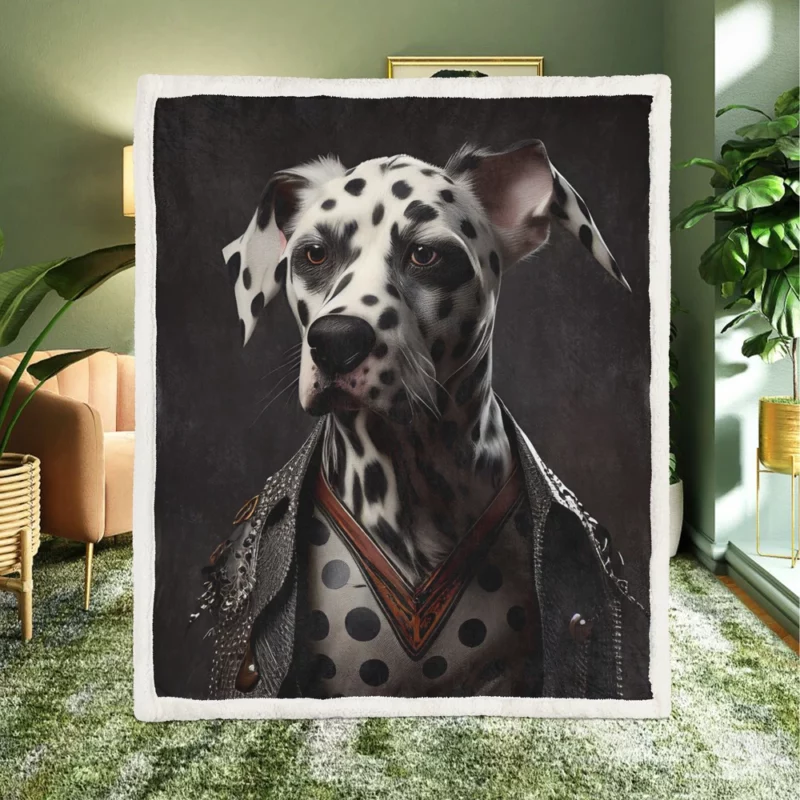 Punk Rock Dalmatian Puppy Sherpa Fleece Blanket