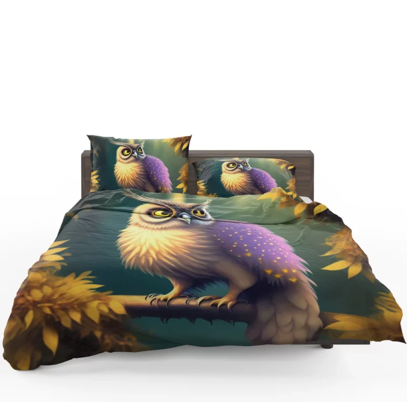 Purple and Yellow Owl Bedding Set 1