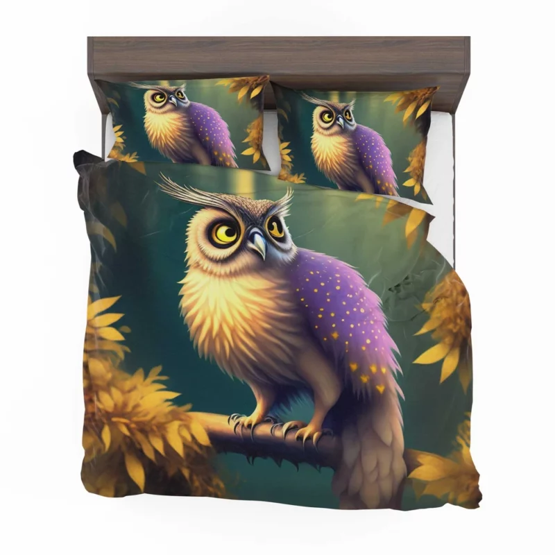 Purple and Yellow Owl Bedding Set 2