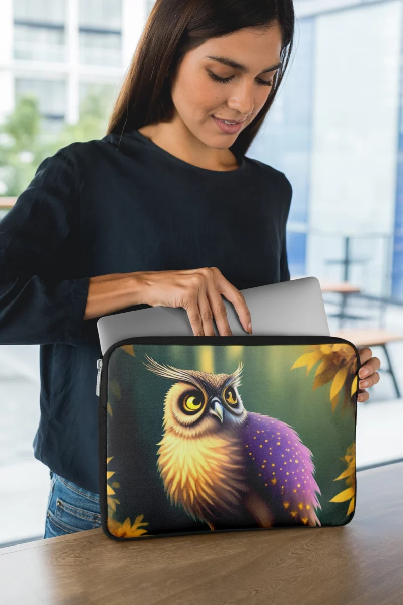 Purple and Yellow Owl Laptop Sleeve 1