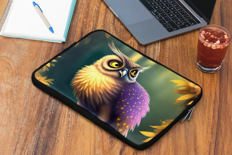 Purple and Yellow Owl Laptop Sleeve 2