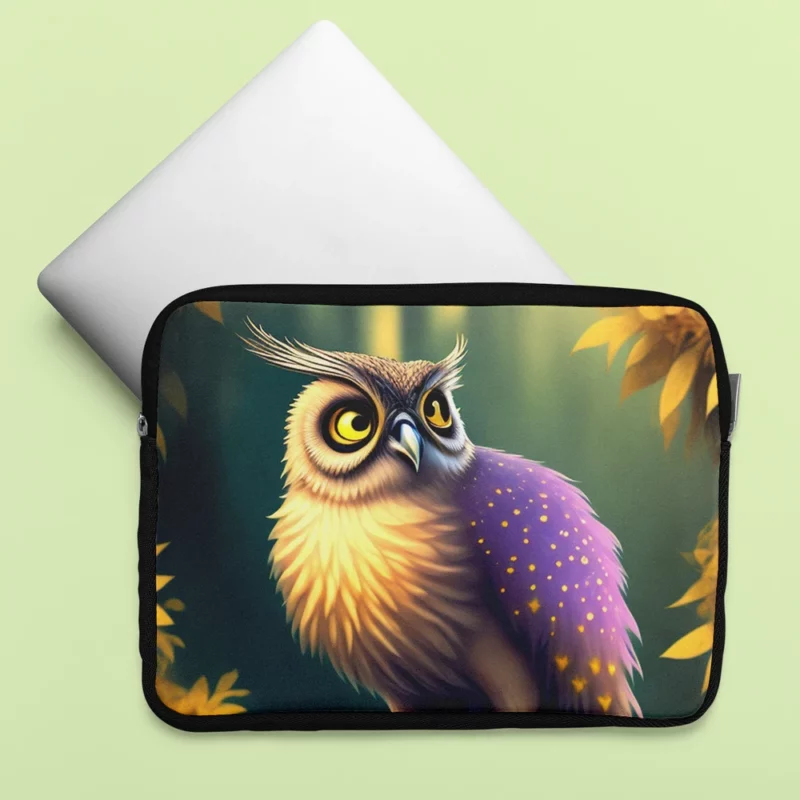 Purple and Yellow Owl Laptop Sleeve