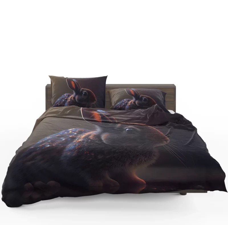 Rabbit Render on Dark Background Bedding Set 1