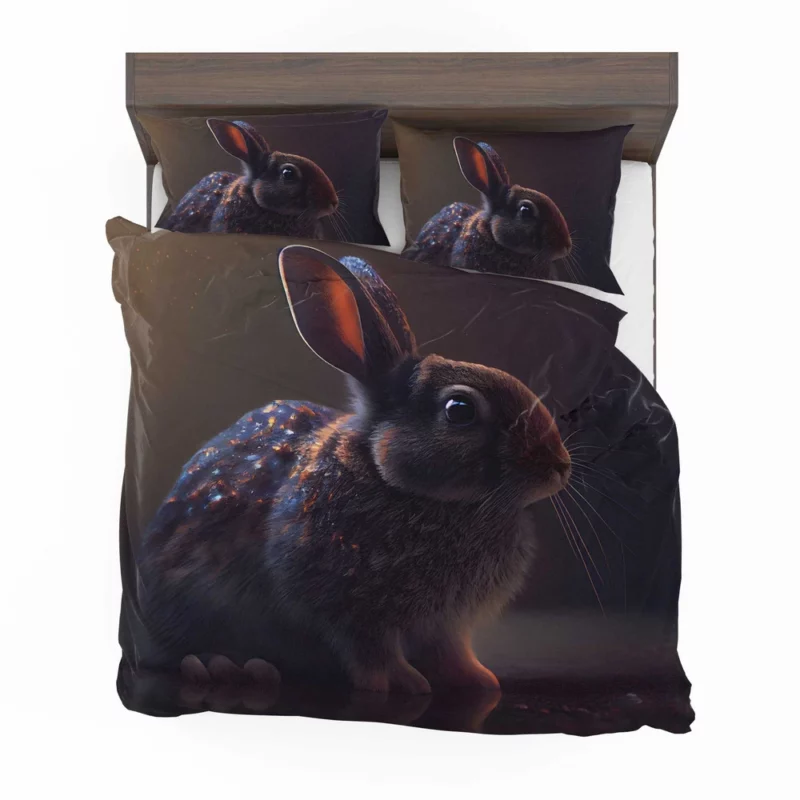 Rabbit Render on Dark Background Bedding Set 2