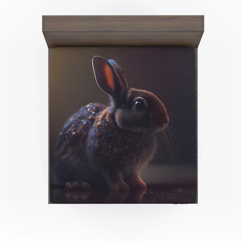 Rabbit Render on Dark Background Fitted Sheet