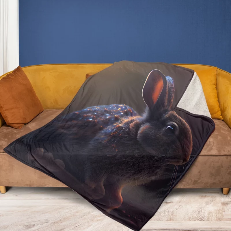 Rabbit Render on Dark Background Fleece Blanket 1