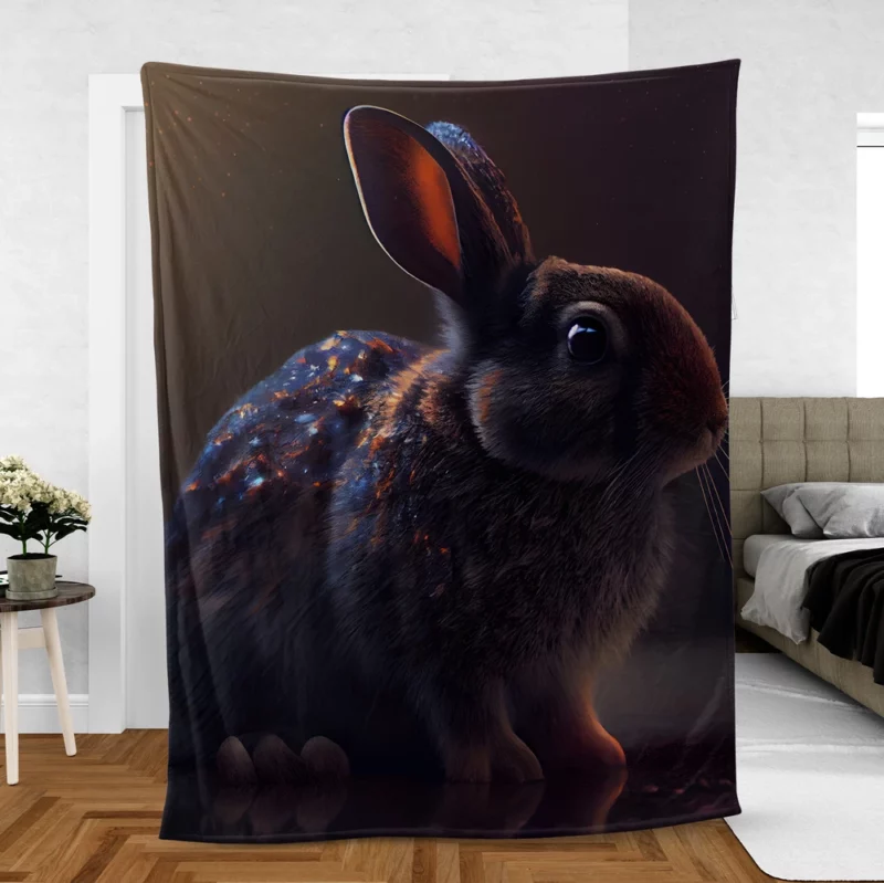 Rabbit Render on Dark Background Fleece Blanket