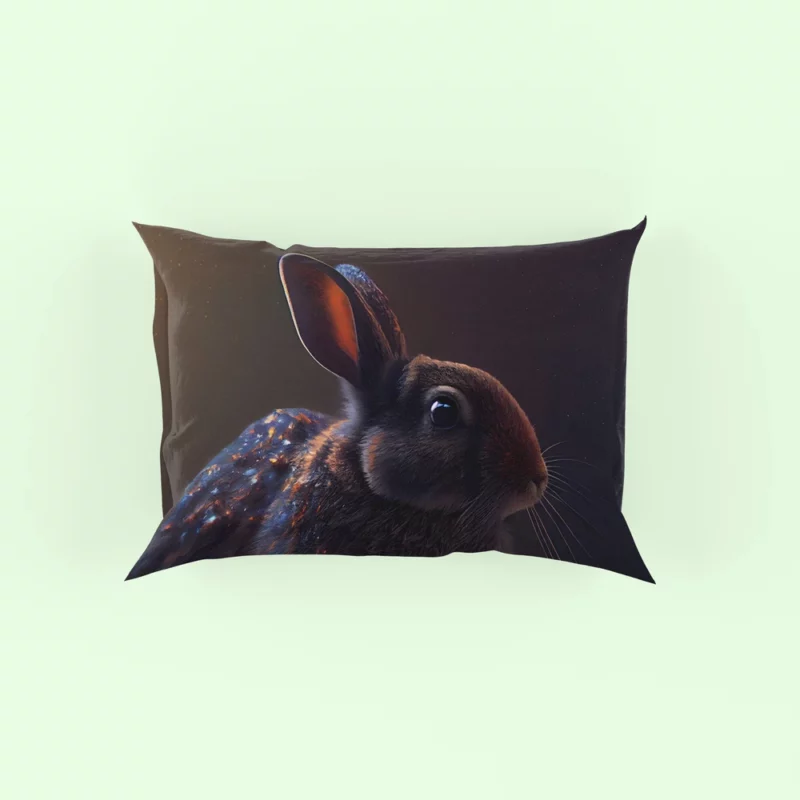 Rabbit Render on Dark Background Pillow Case