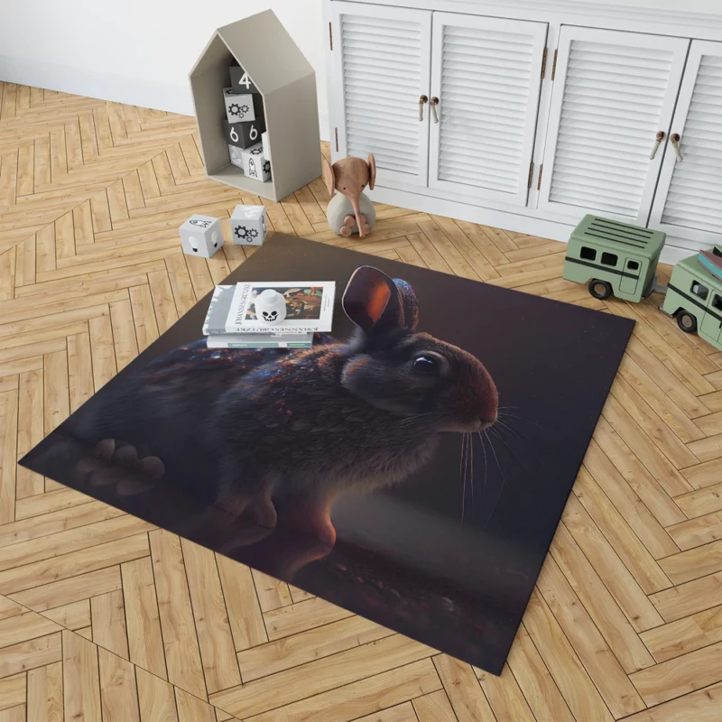 Rabbit Render on Dark Background Rug 1