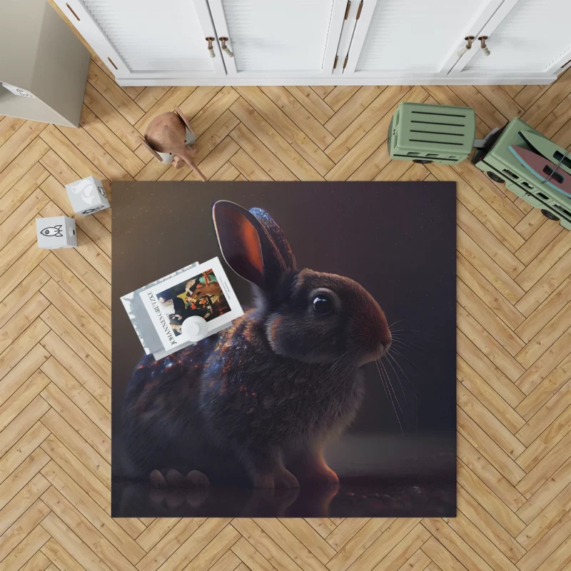 Rabbit Render on Dark Background Rug