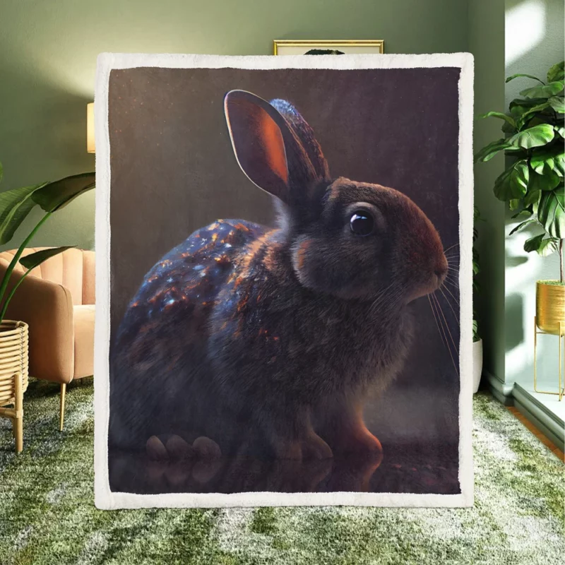 Rabbit Render on Dark Background Sherpa Fleece Blanket