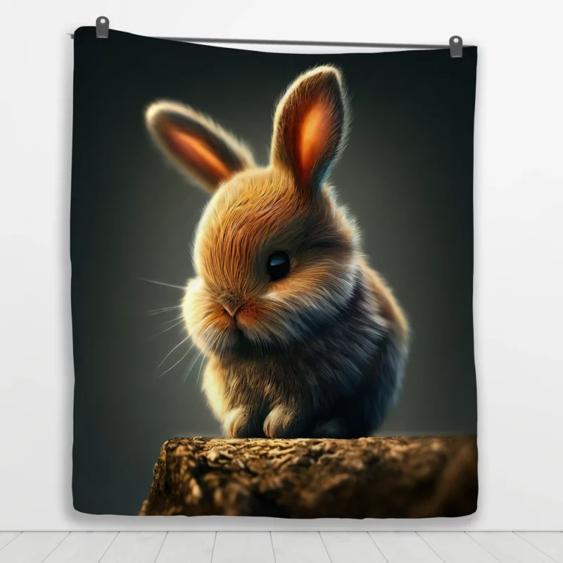 Rabbit Sitting on Rock Quilt Blanket 1