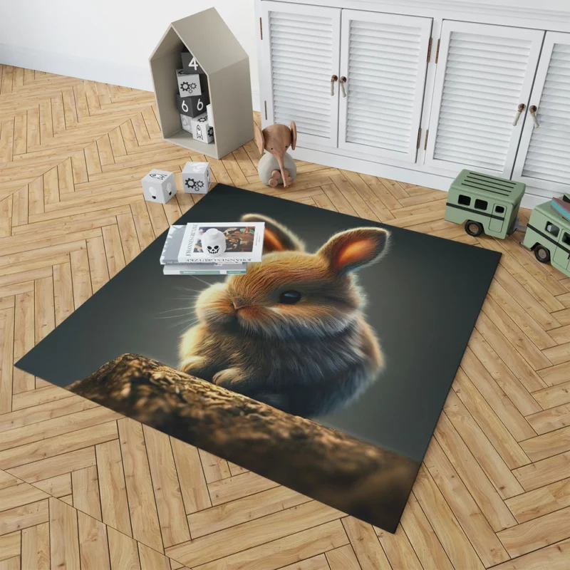 Rabbit Sitting on Rock Rug 1