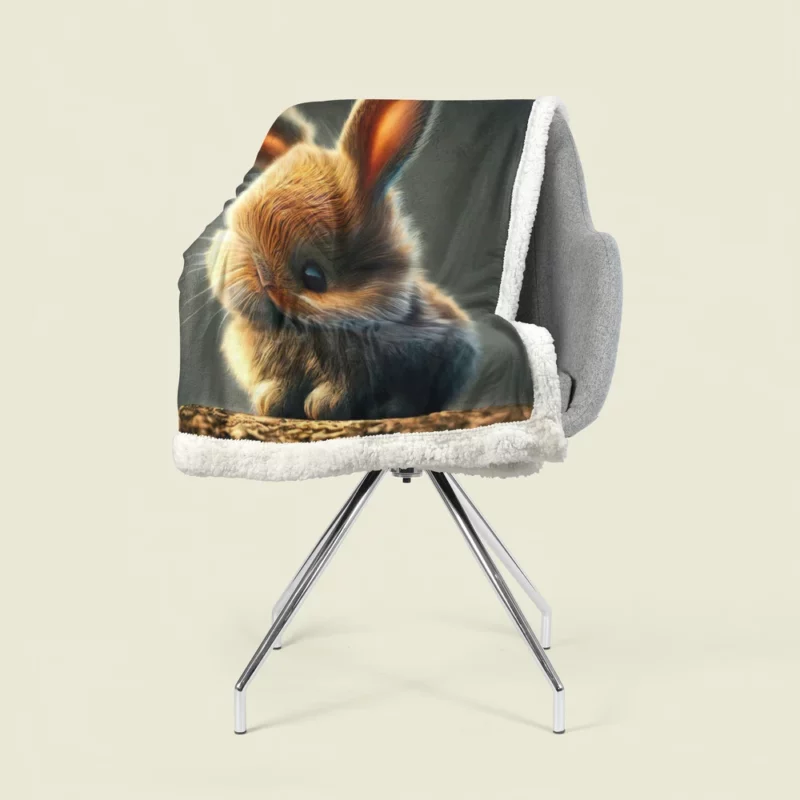 Rabbit Sitting on Rock Sherpa Fleece Blanket 1