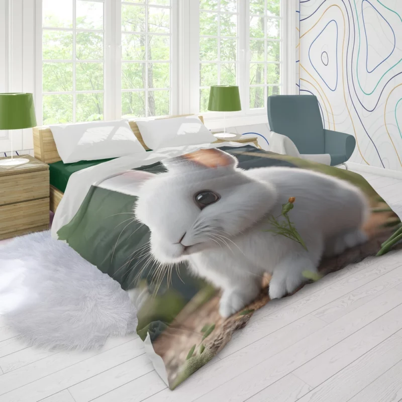 Rabbit With Carrot Animation Duvet Cover