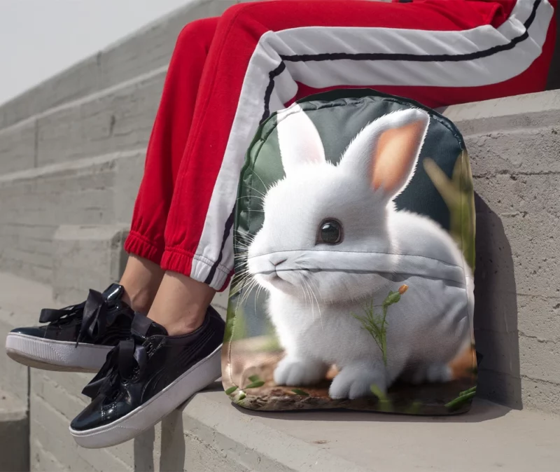 Rabbit With Carrot Animation Minimalist Backpack 1