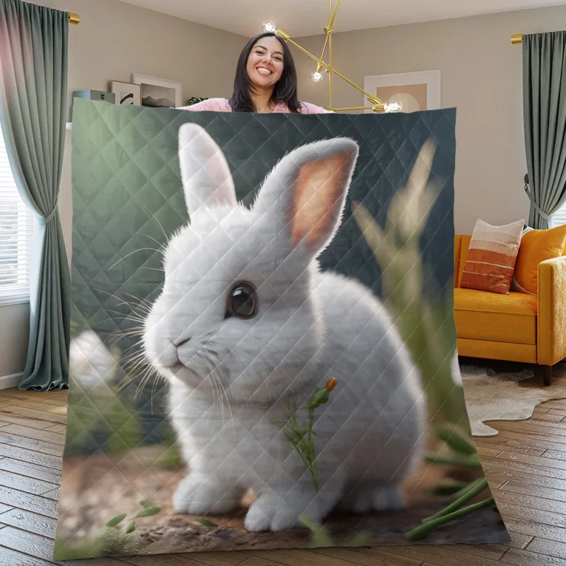 Rabbit With Carrot Animation Quilt Blanket