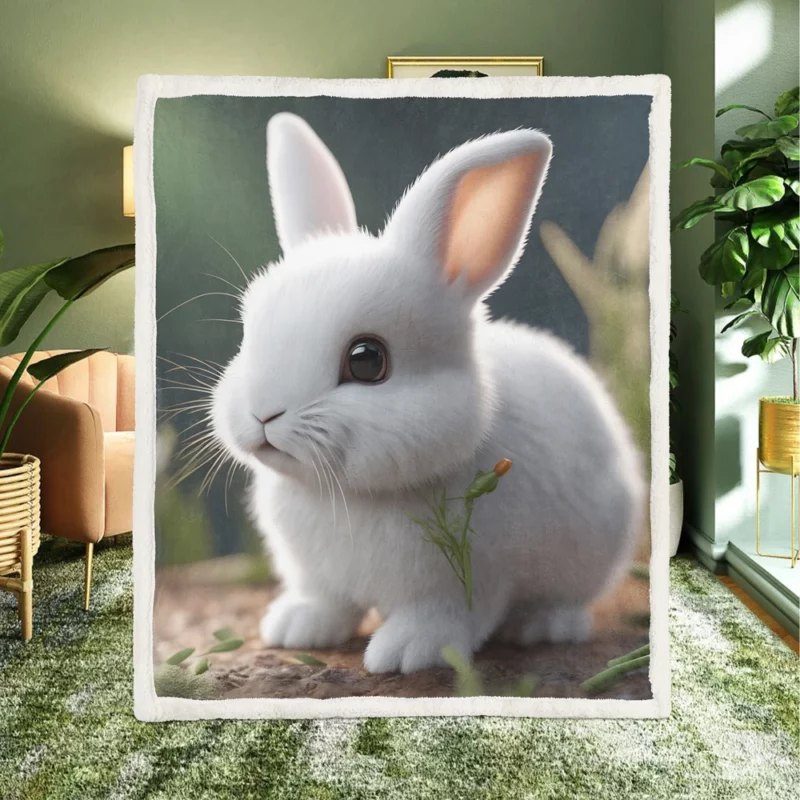 Rabbit With Carrot Animation Sherpa Fleece Blanket