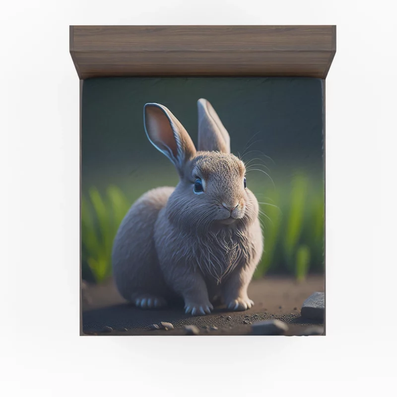 Rabbit With Stone Texture Fitted Sheet