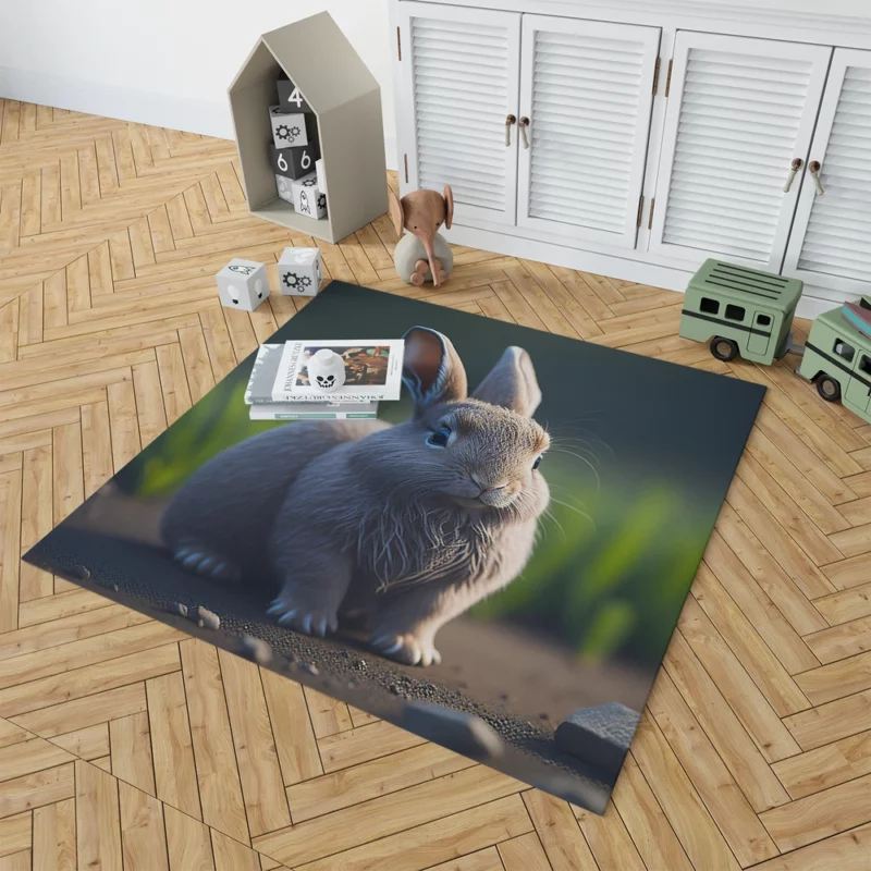 Rabbit With Stone Texture Rug 1