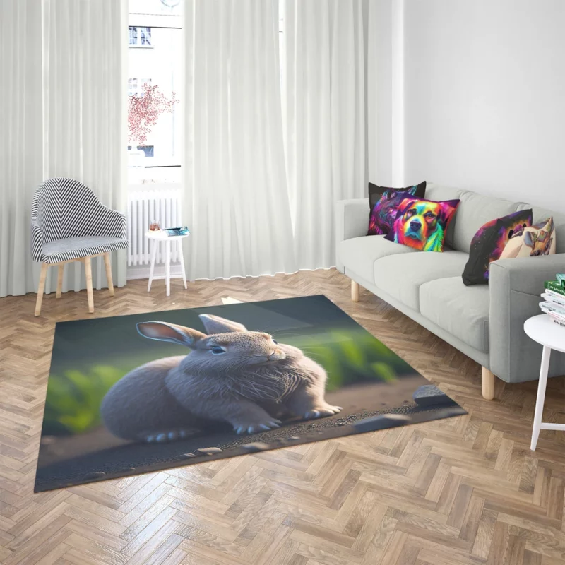 Rabbit With Stone Texture Rug 2