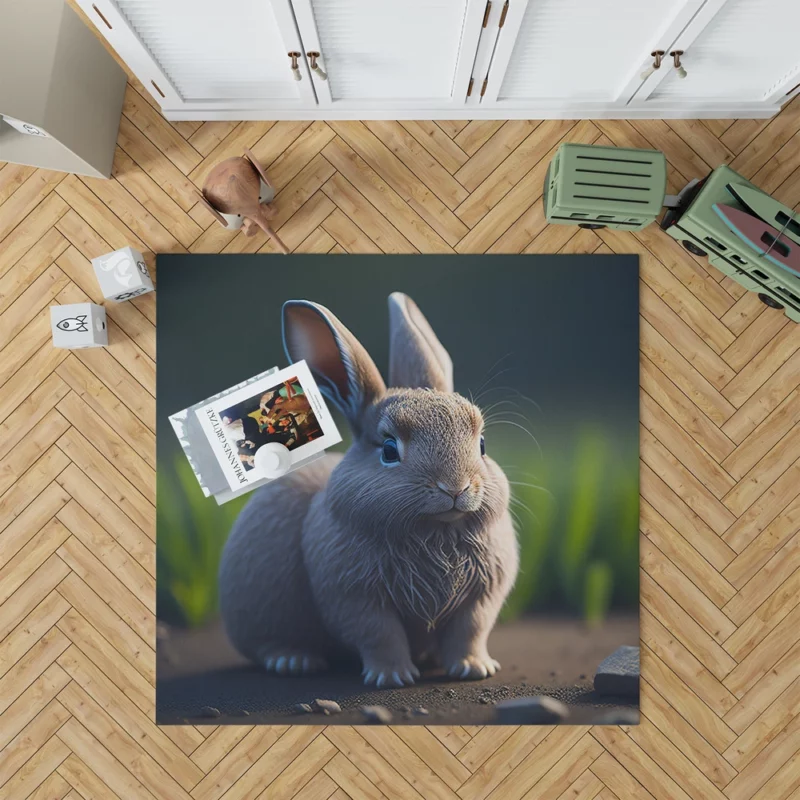 Rabbit With Stone Texture Rug