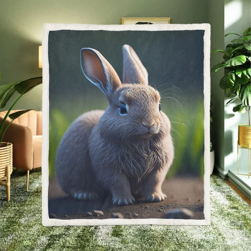 Rabbit With Stone Texture Sherpa Fleece Blanket