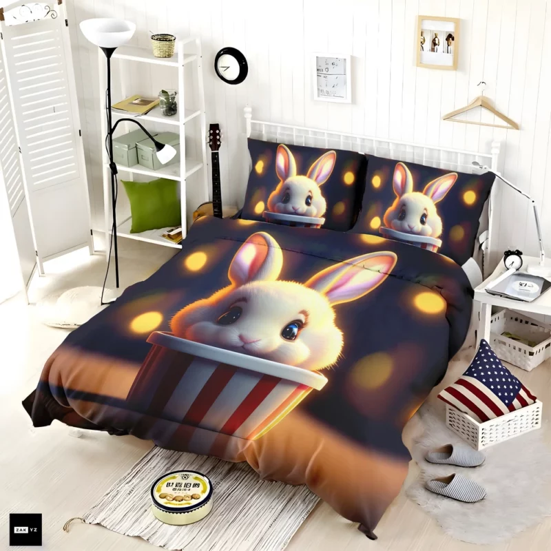 Rabbit With Striped Cup Bedding Set