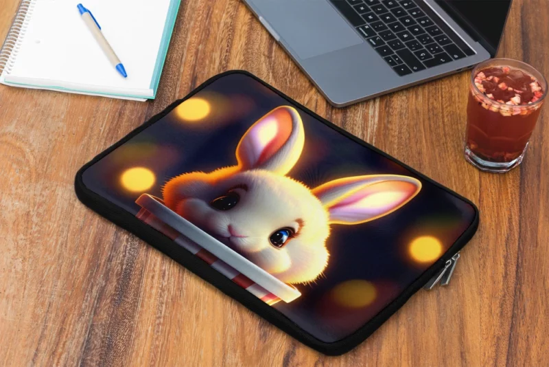 Rabbit With Striped Cup Laptop Sleeve 2