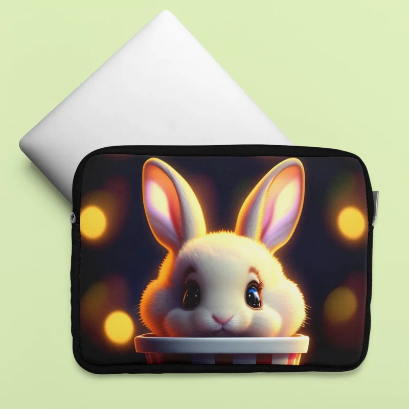 Rabbit With Striped Cup Laptop Sleeve
