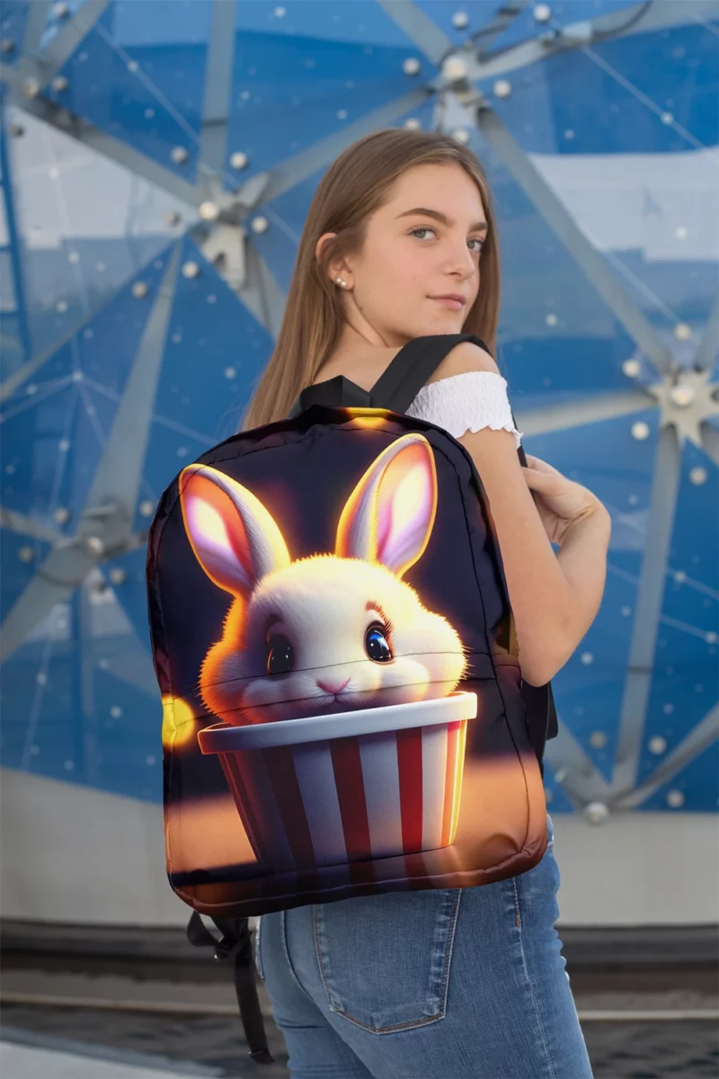 Rabbit With Striped Cup Minimalist Backpack 2