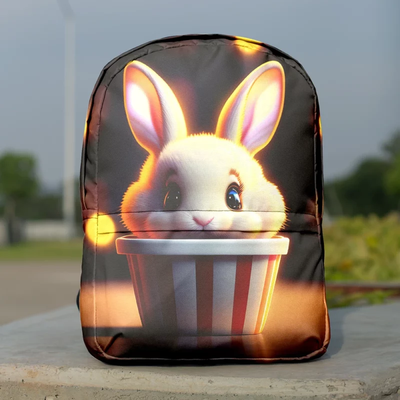 Rabbit With Striped Cup Minimalist Backpack