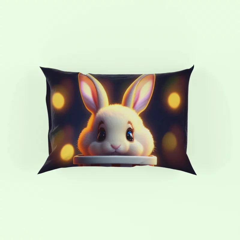 Rabbit With Striped Cup Pillow Case