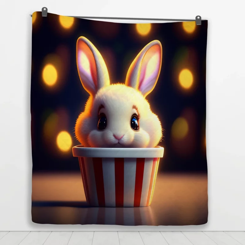 Rabbit With Striped Cup Quilt Blanket 1