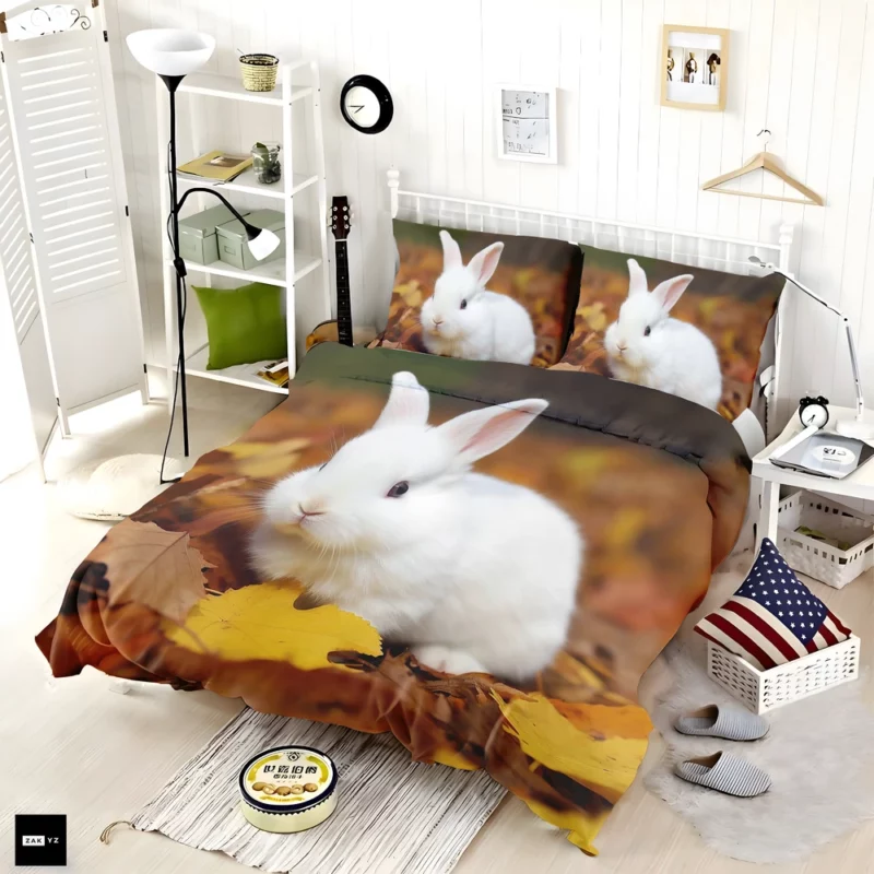 Rabbit in Autumn Leaves Bedding Set