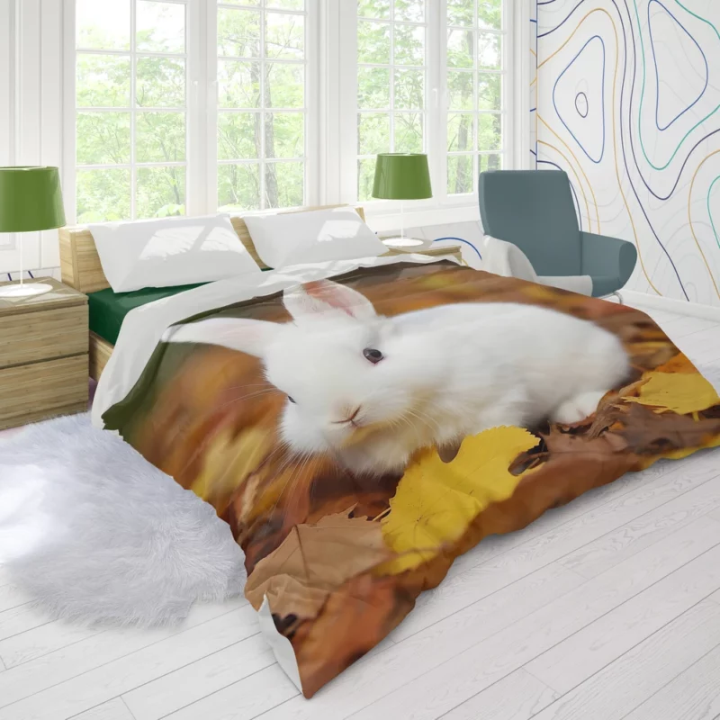 Rabbit in Autumn Leaves Duvet Cover