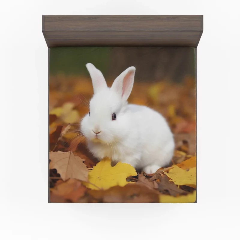 Rabbit in Autumn Leaves Fitted Sheet