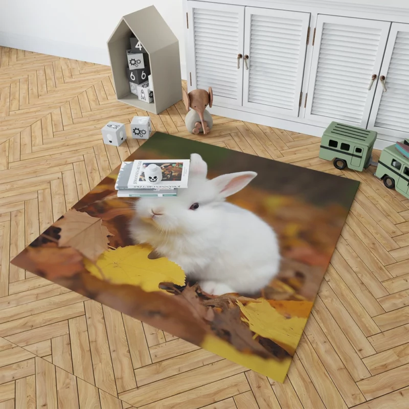 Rabbit in Autumn Leaves Rug 1