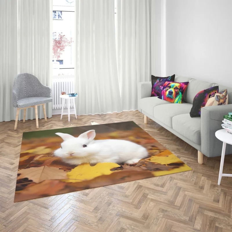 Rabbit in Autumn Leaves Rug 2