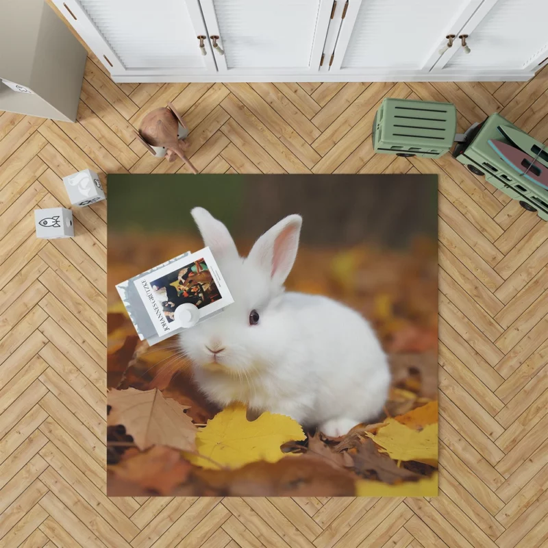 Rabbit in Autumn Leaves Rug