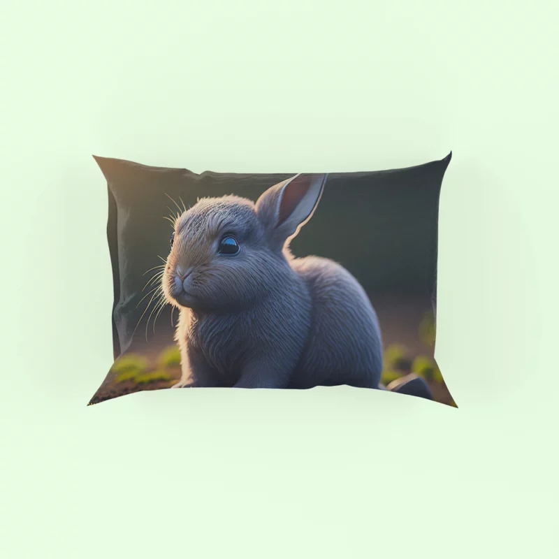 Rabbit in Grassland Pillow Case