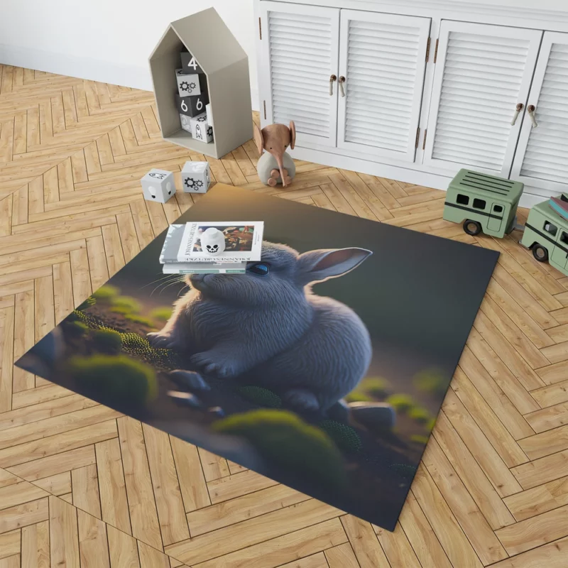 Rabbit in Grassland Rug 1