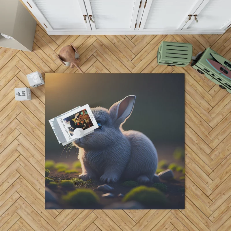 Rabbit in Grassland Rug