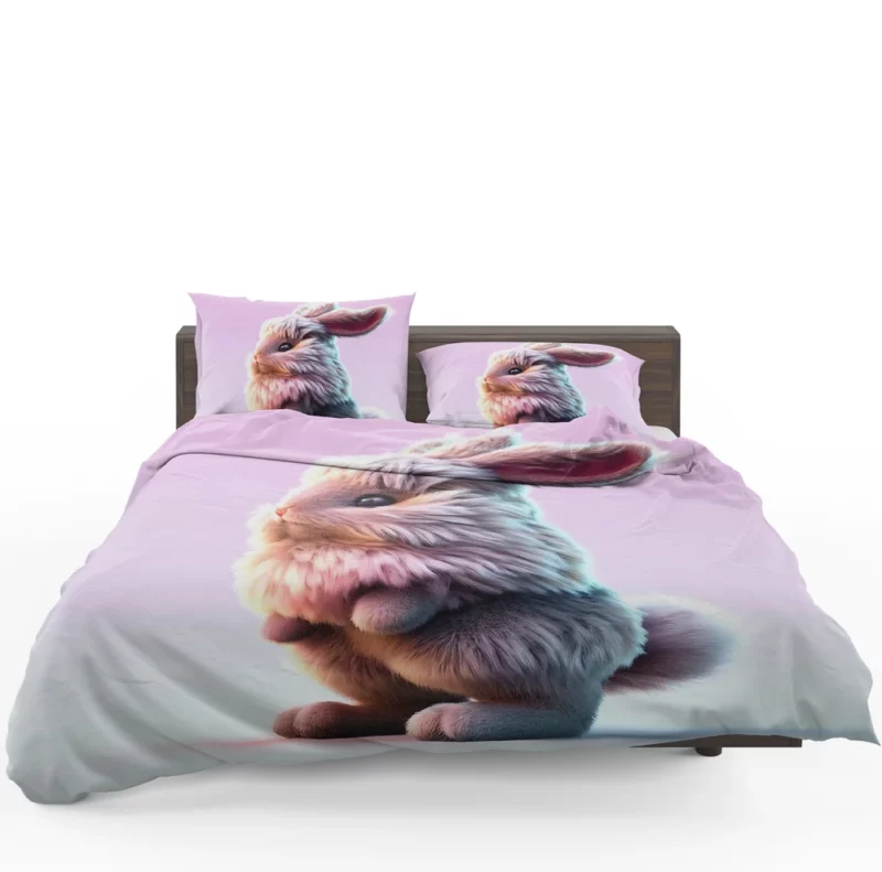 Rabbit on Pink Background Bedding Set 1