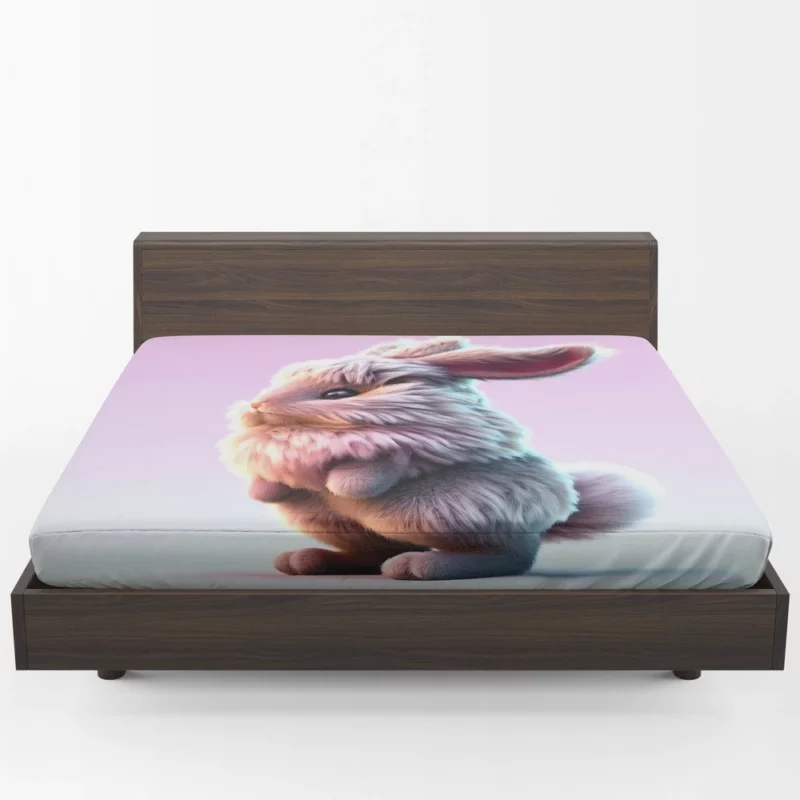 Rabbit on Pink Background Fitted Sheet 1