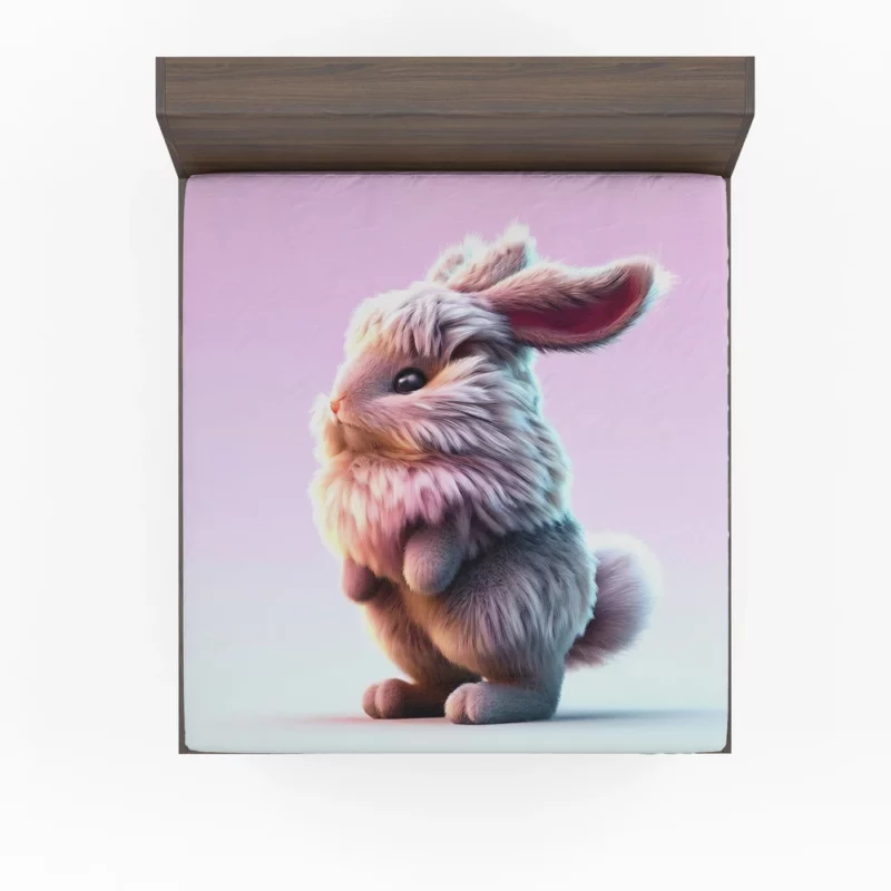 Rabbit on Pink Background Fitted Sheet