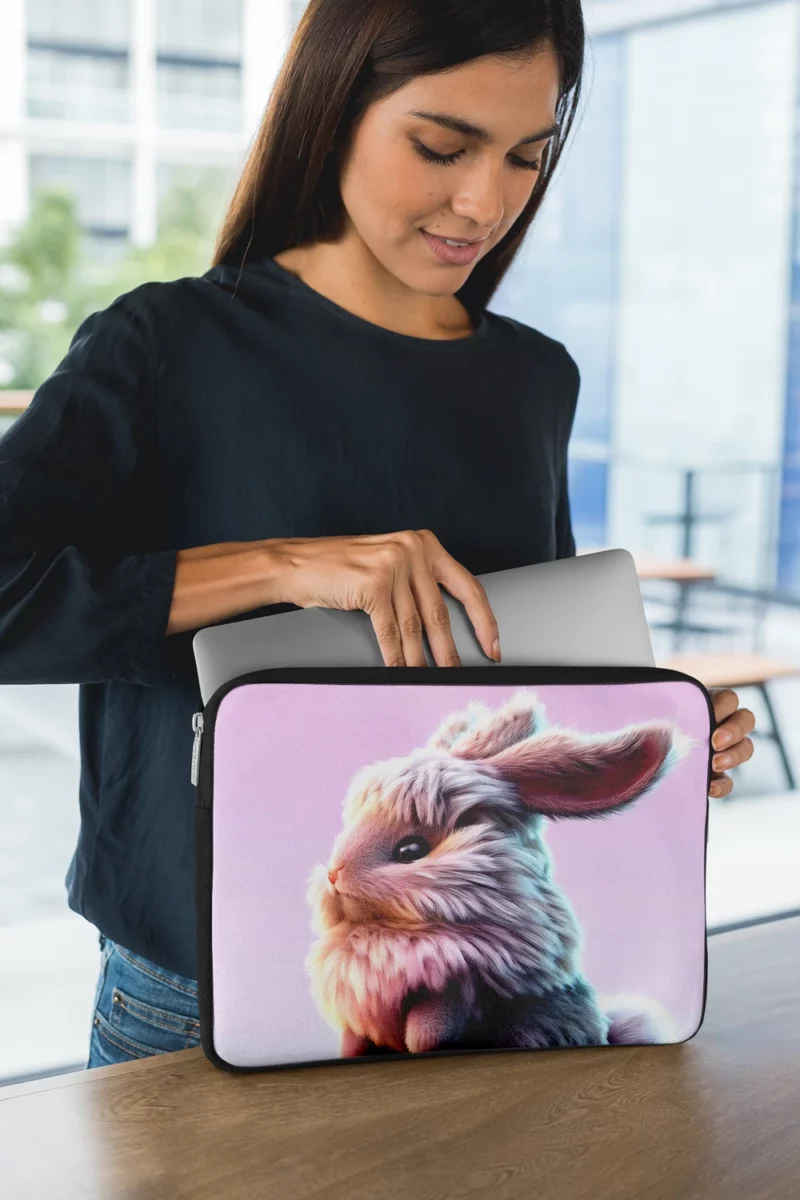 Rabbit on Pink Background Laptop Sleeve 1