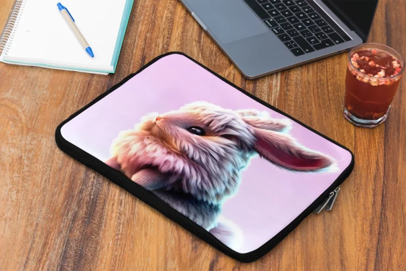 Rabbit on Pink Background Laptop Sleeve 2