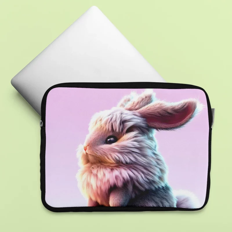 Rabbit on Pink Background Laptop Sleeve